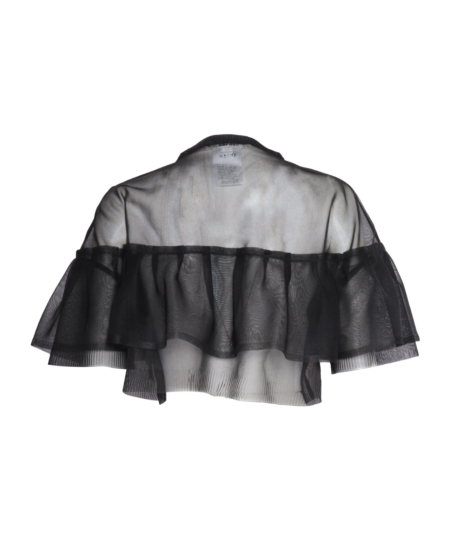 Philosophy Di Lorenzo Serafini Sheer Black Top With Ruffle Detail In Black