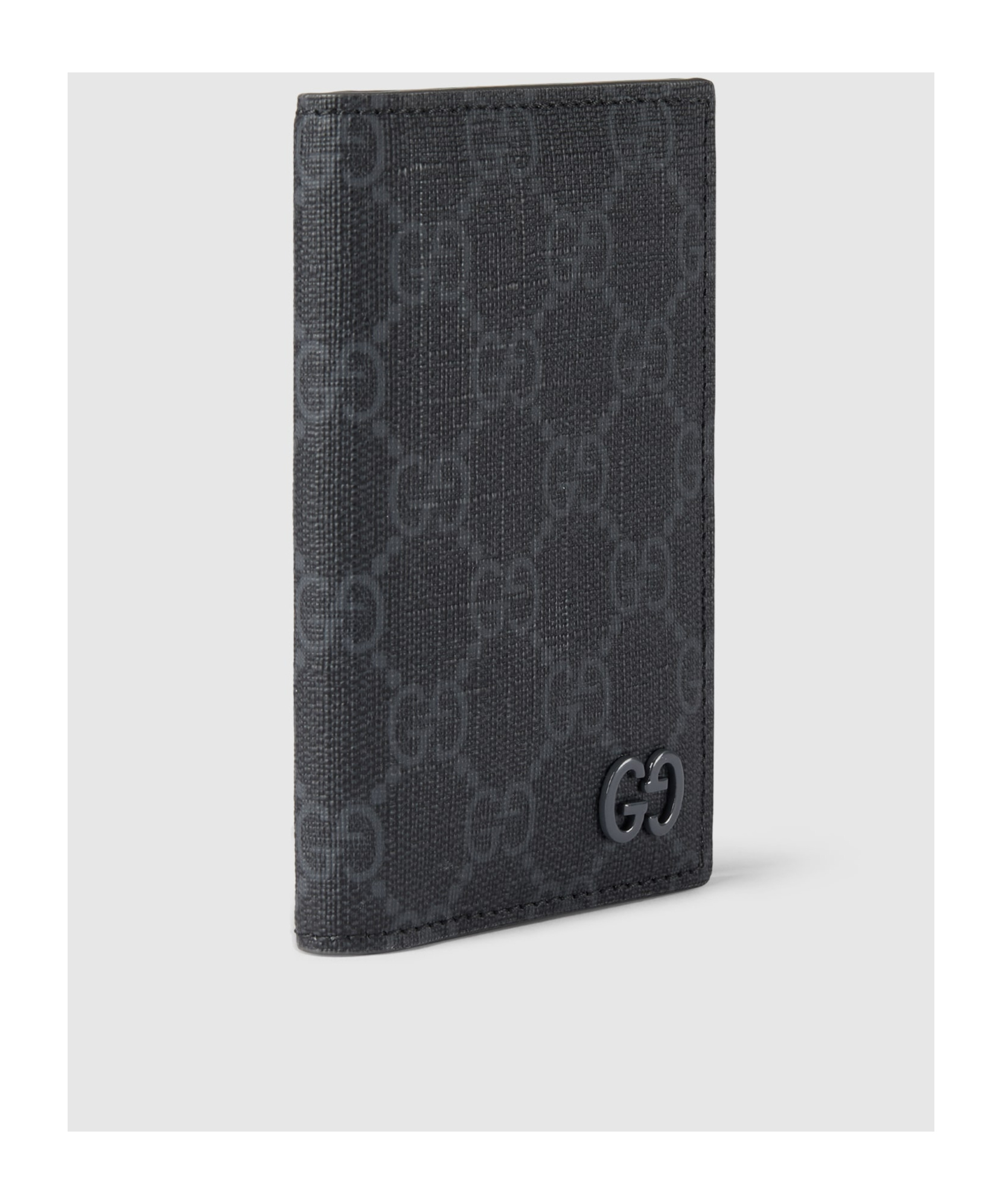 Gucci Men Black Card Holder With All-over Gg Motif And Logo On The Front In Fabric Man