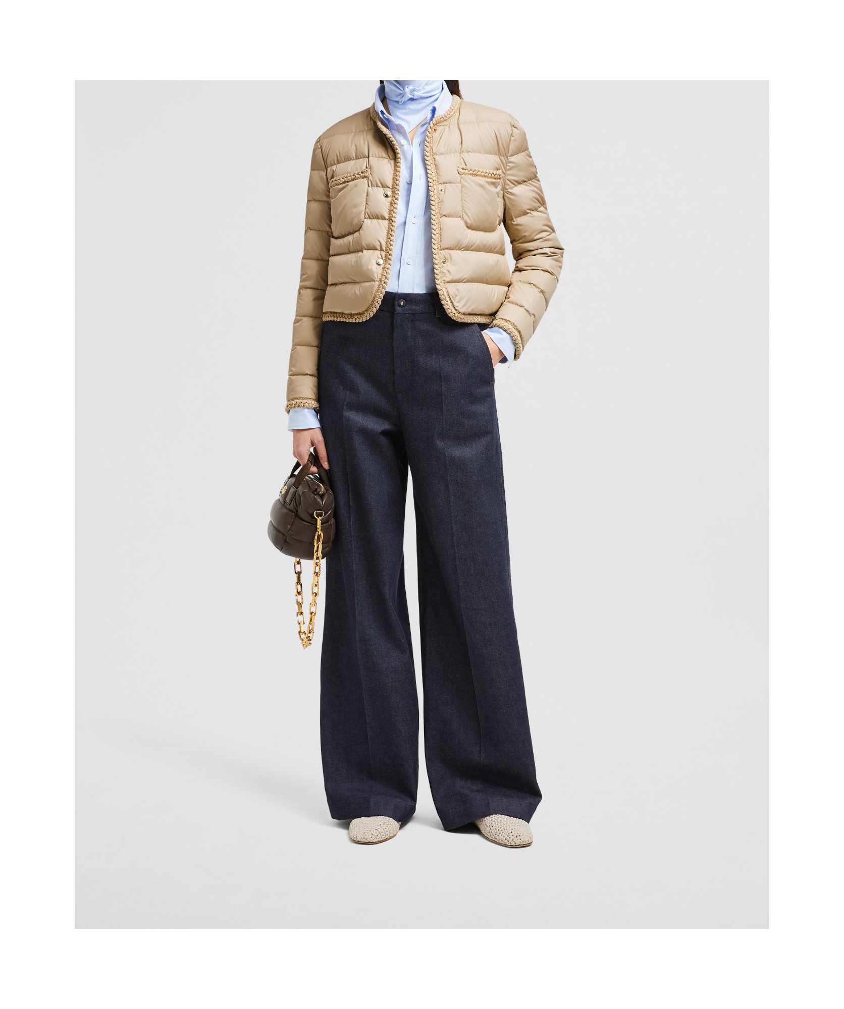 Moncler Gencay Snap Button Fastening Down Jacket In Nude