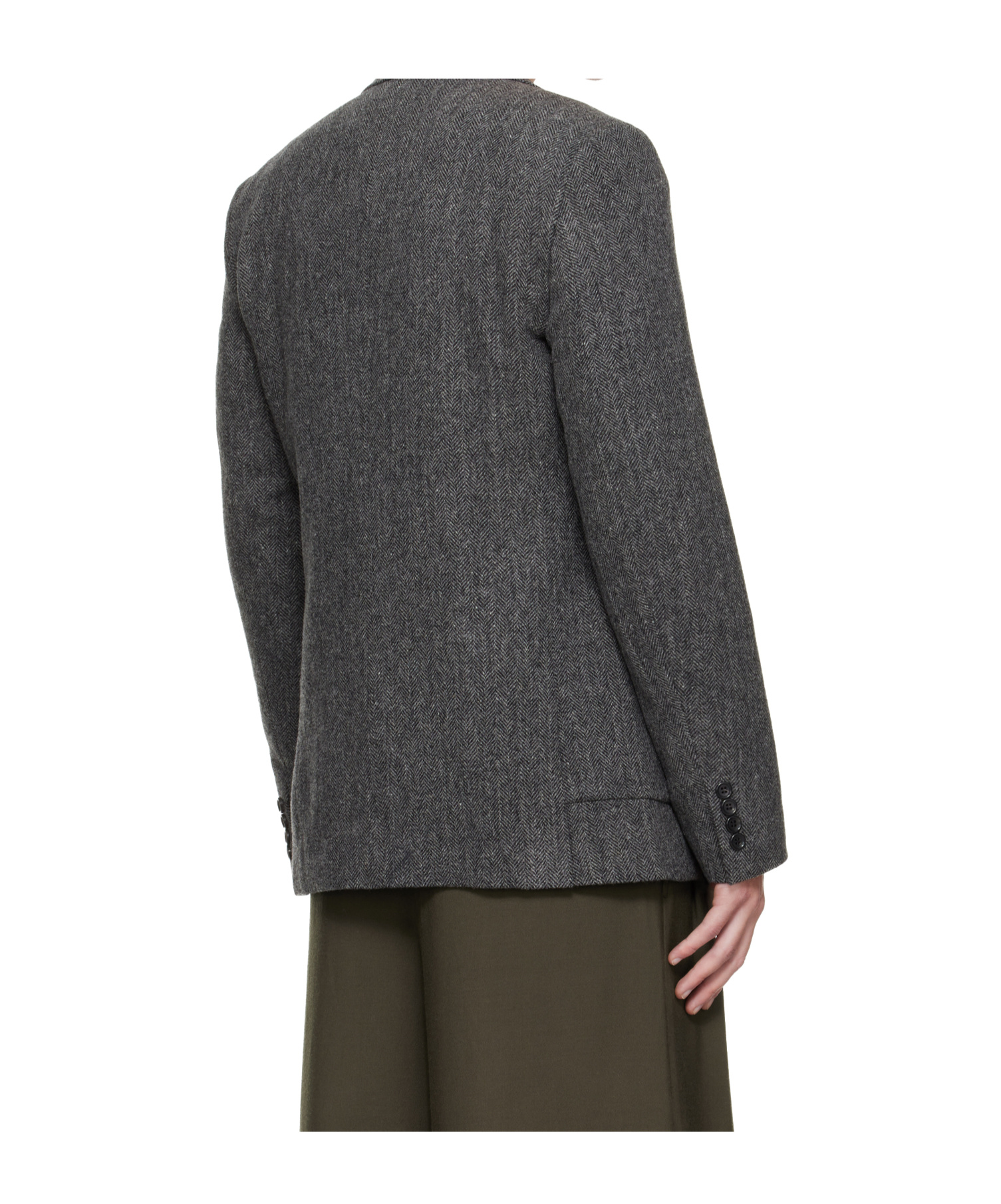 Comme Des Garçons Tweed Herringbone Blazer In Gray