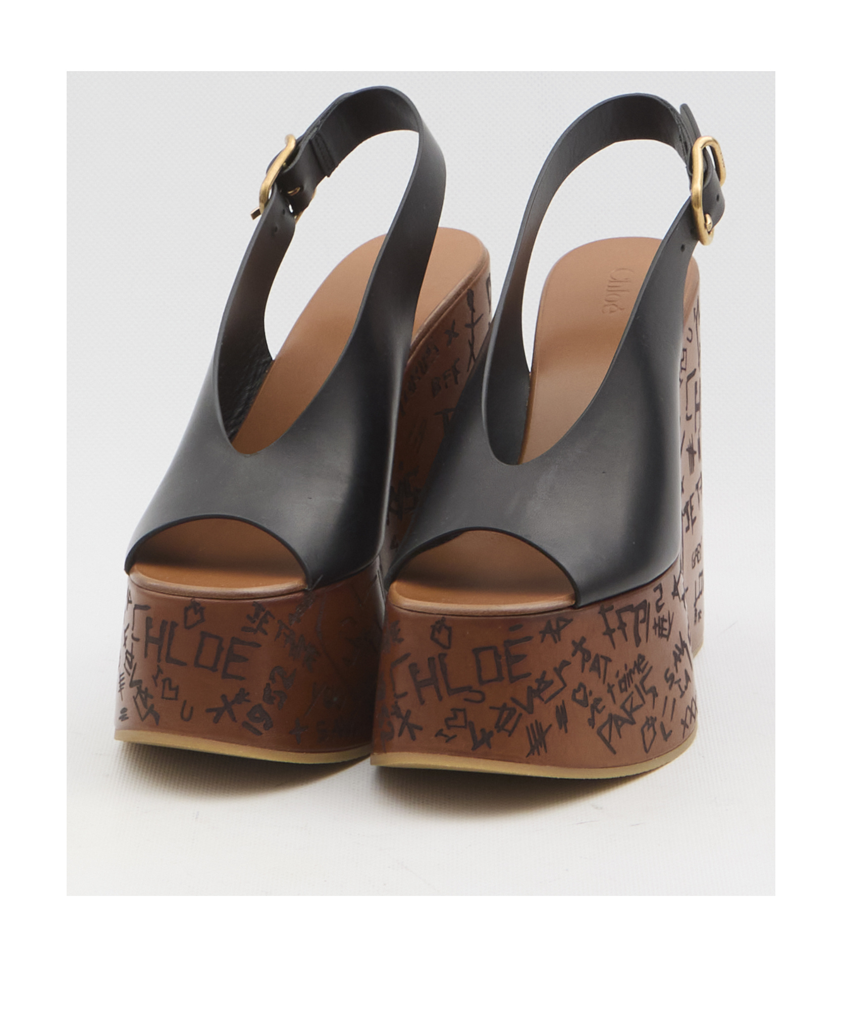Chloé Maxime Wedge Sandals In Black