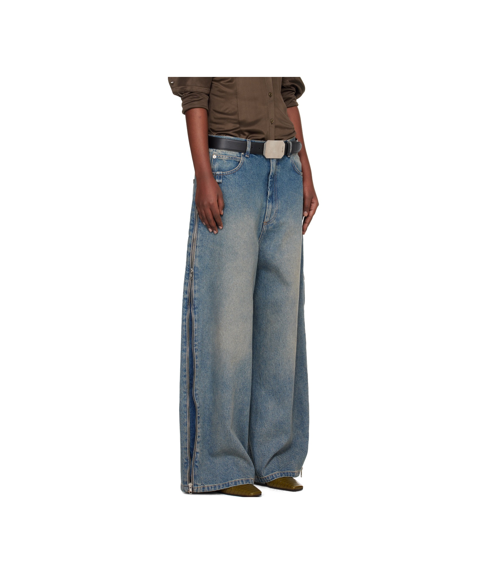 Lu'u Dan Blue Side Zip Jeans In Blue