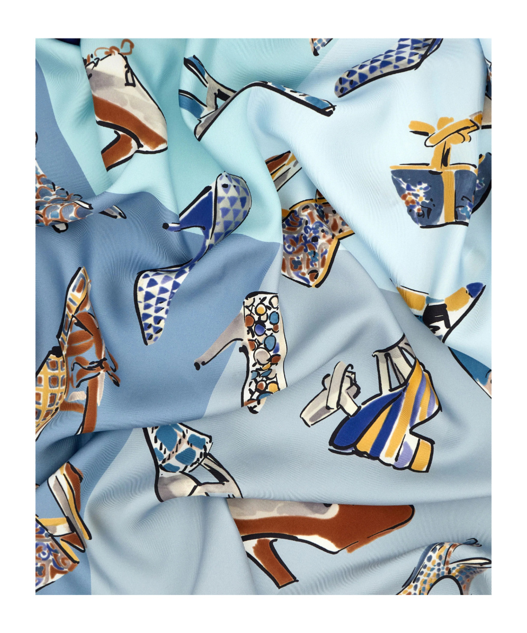 Ferragamo Genio Print Silk Scarf In Blue