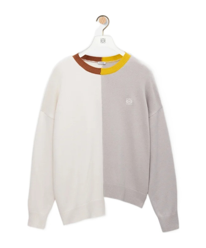 Loewe Colour-block Asymmetric Sweater In Black