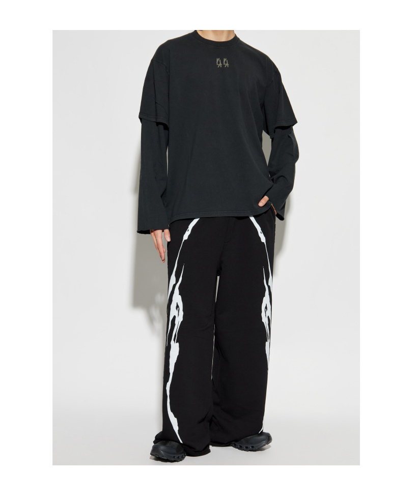 44 Label Group Long-sleeved T-shirt In Black