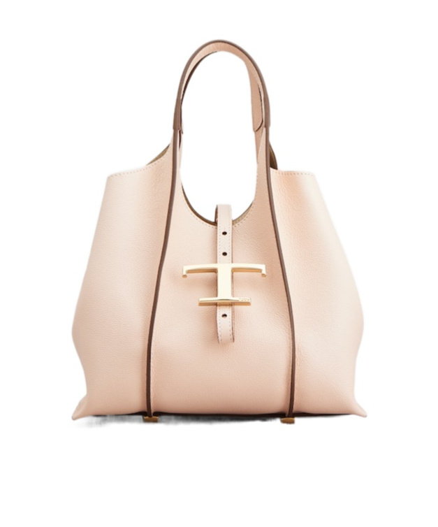 Shop Tod's Timeless Logo Plaque Tote Bag In Nude
