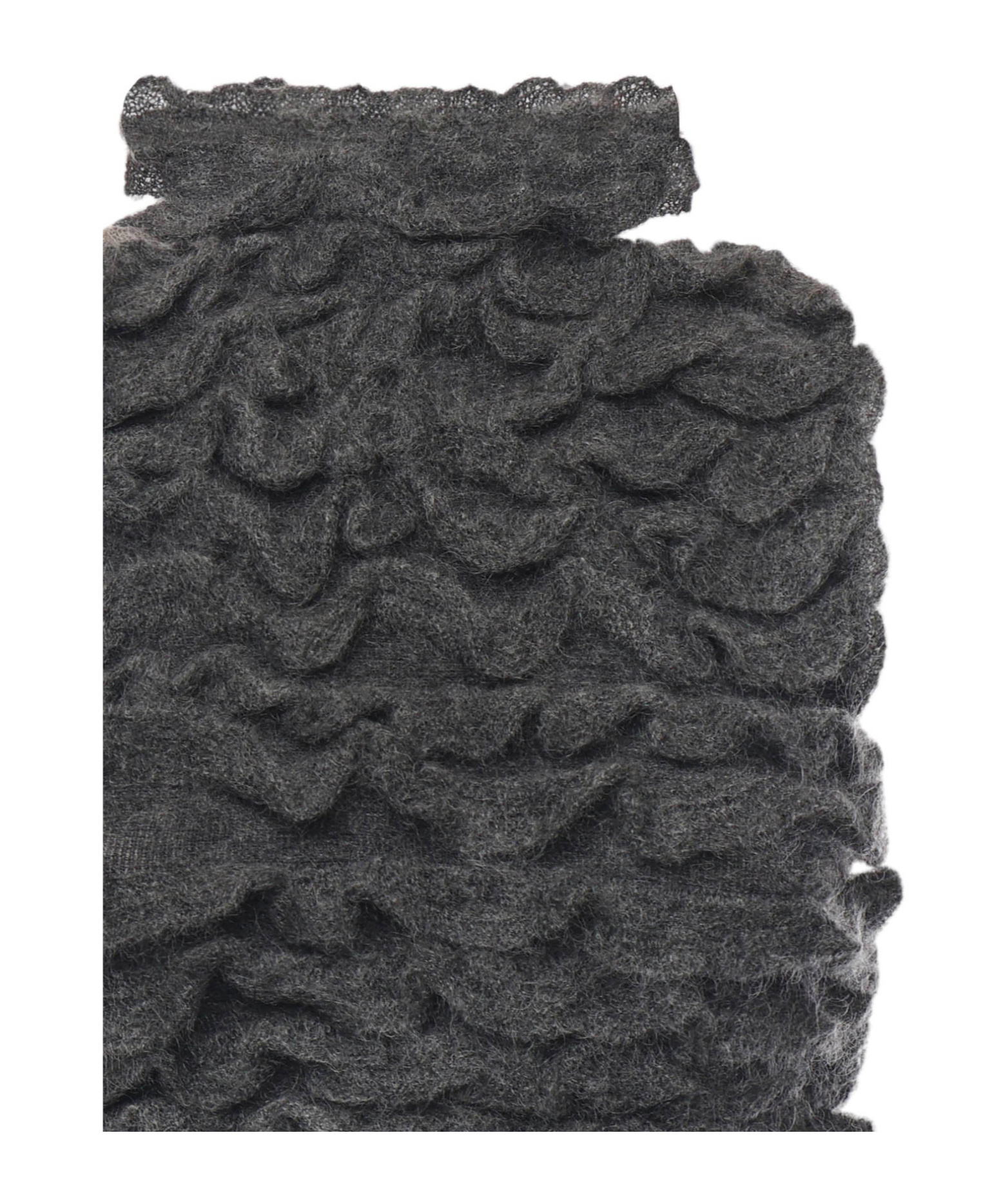 Alaïa Ruffled Mohair-blend Turtleneck Top In Gray