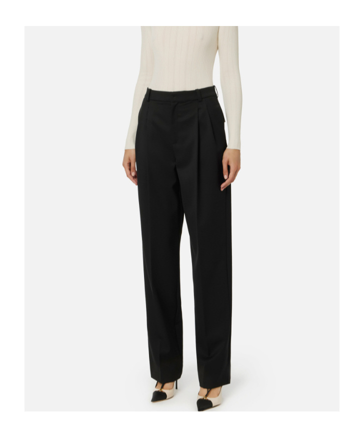 Elisabetta Franchi Pleat Detailed Straight-leg Trousers In Black