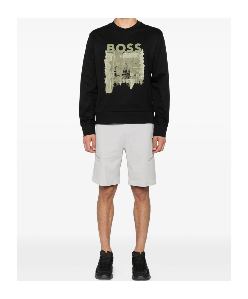 Hugo Boss Logo-print Cotton Sweatshirt In Black