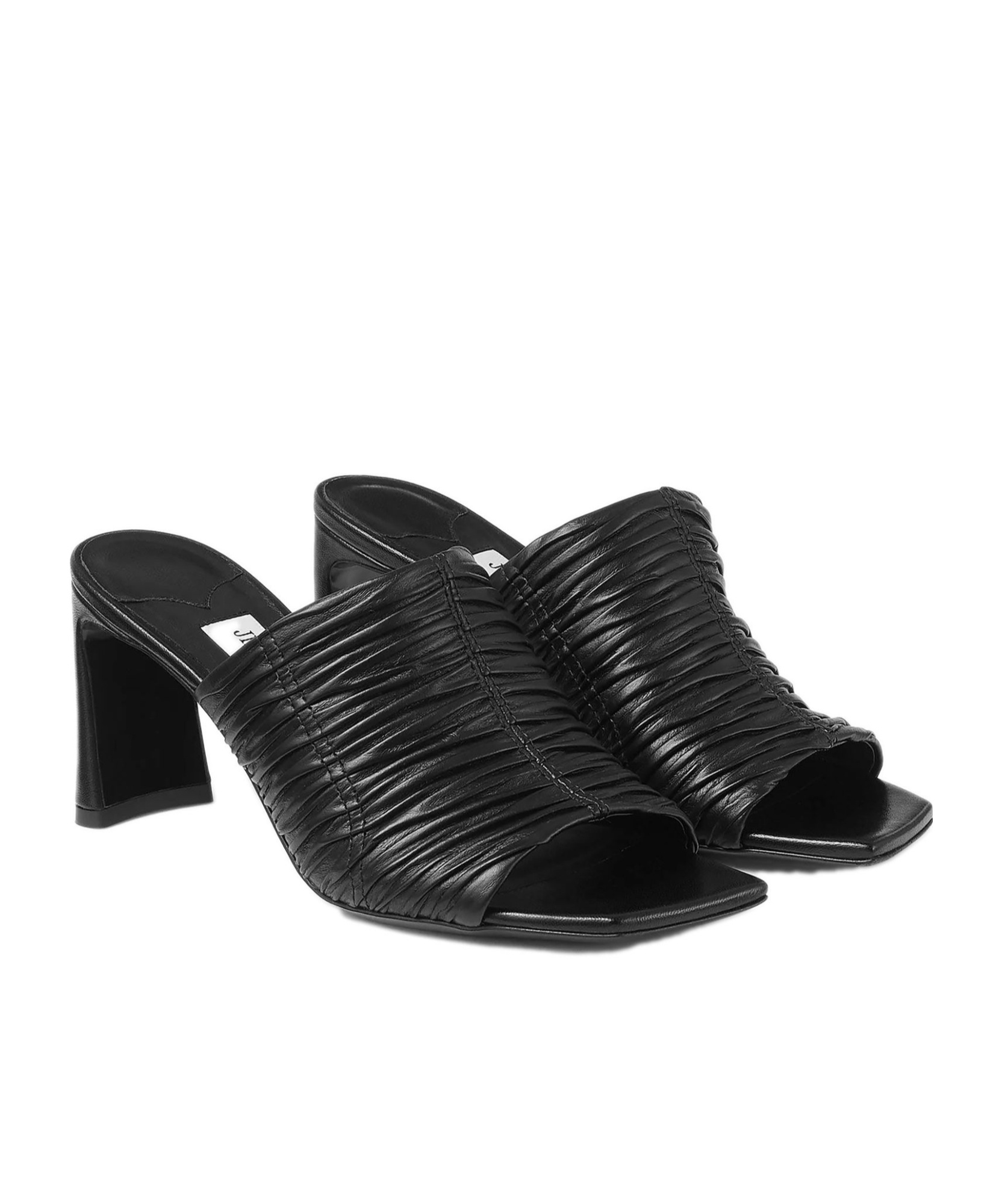 Jimmy Choo Lua Ruched Leather Mule Sandals In Black