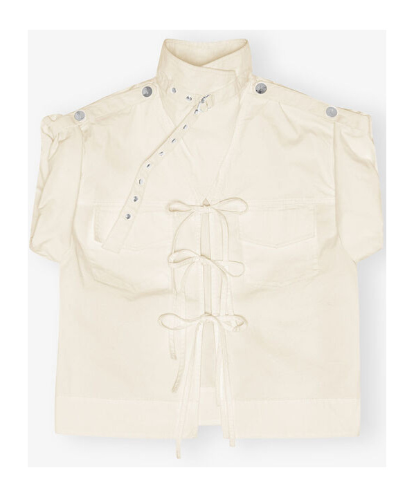 Ganni Off-white Stretch Cotton Blouse