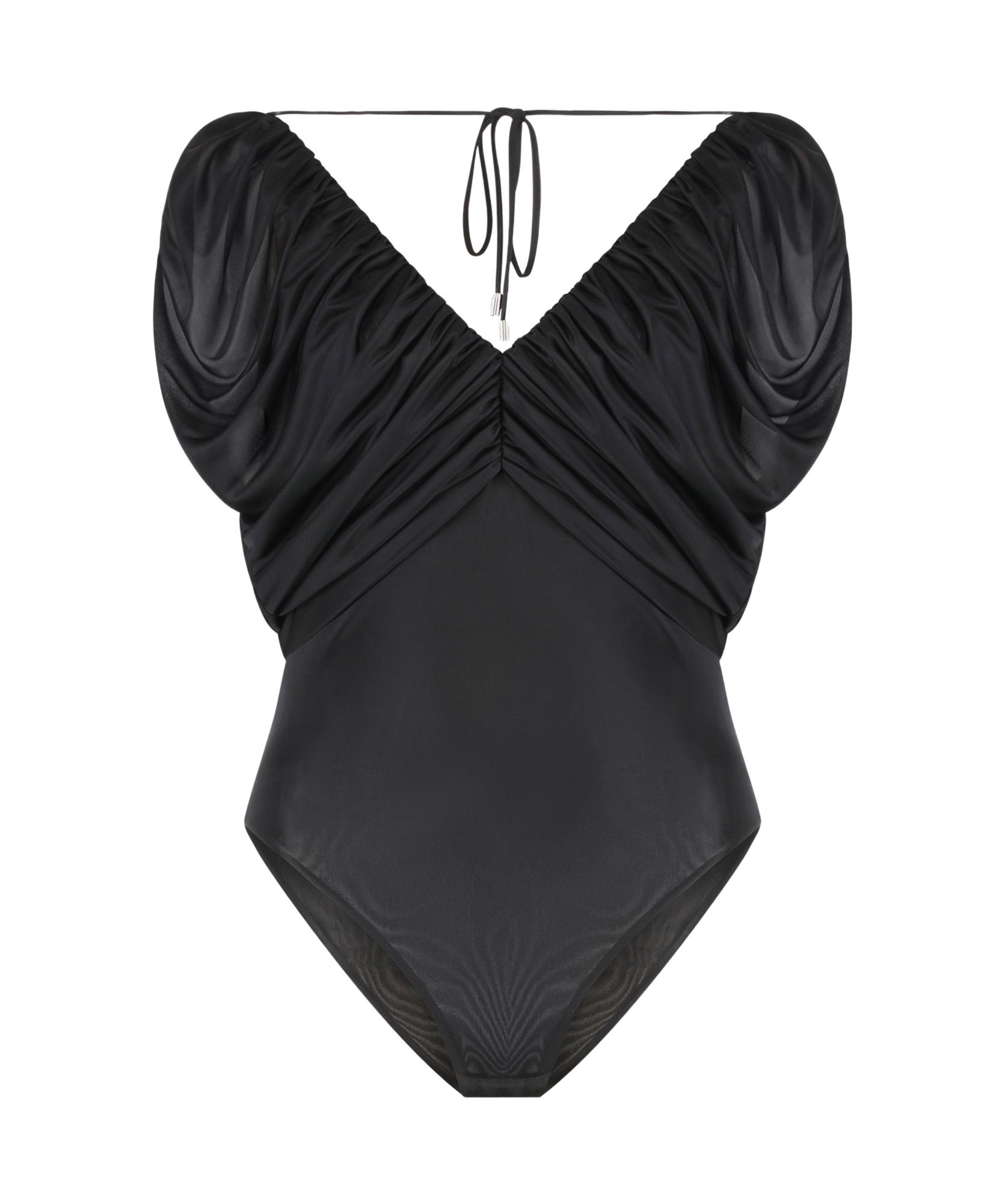 Pinko Gathered Halter Neck Bodysuit With Ruched Detailing In Black