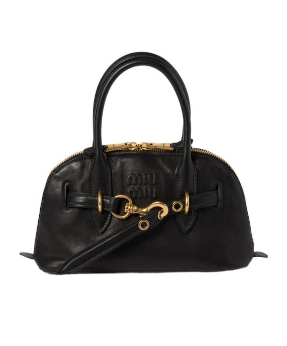 Miu Miu Aventure Nappa Leather Top-handle Bag In Black