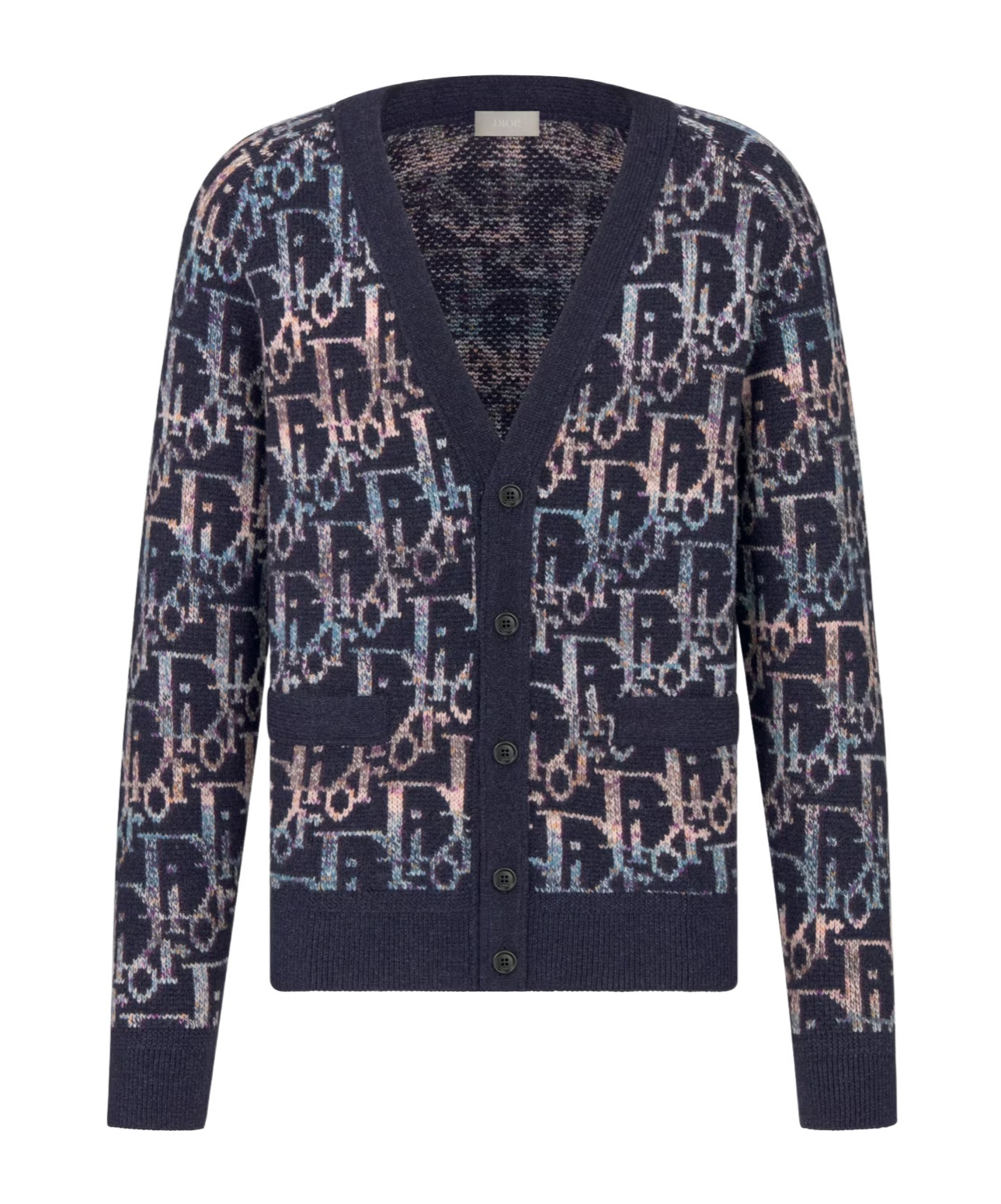 Dior Oblique Button Wool Knitted Cardigan In Black