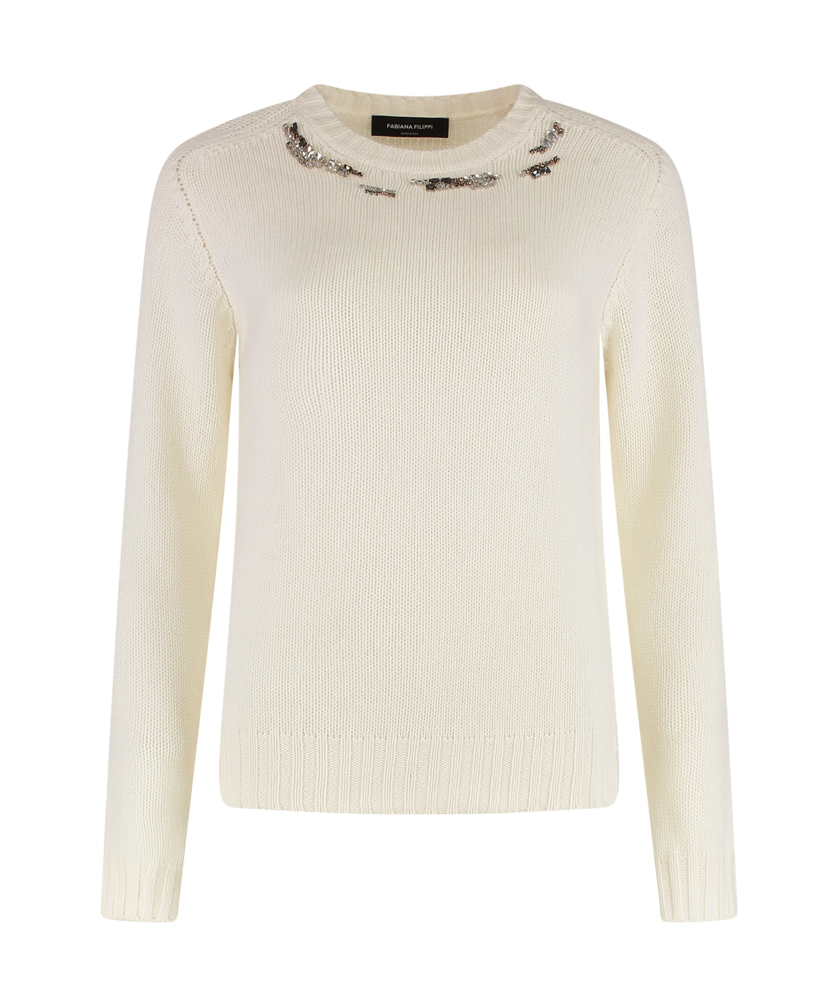 Fabiana Filippi Wool-blend Crew-neck Sweater In Neutral