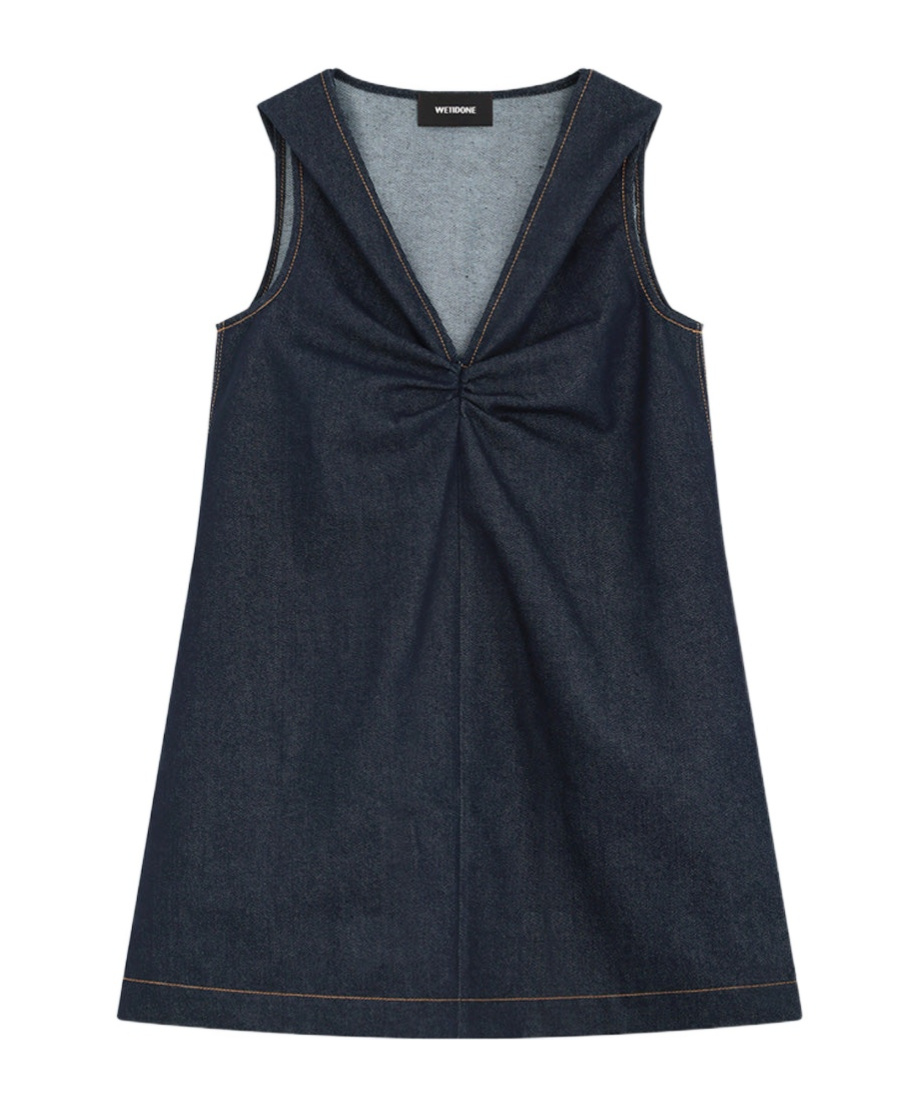 WE11 DONE HOODED DENIM MINI DRESS