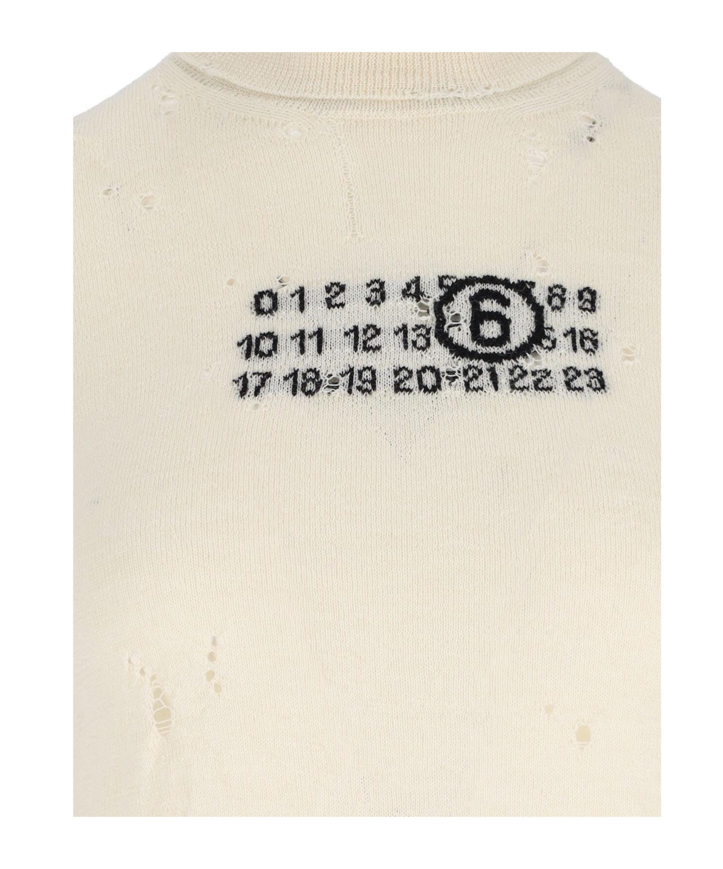 Mm6 Maison Margiela Distressed Turtleneck Sweater With Numeric Signature