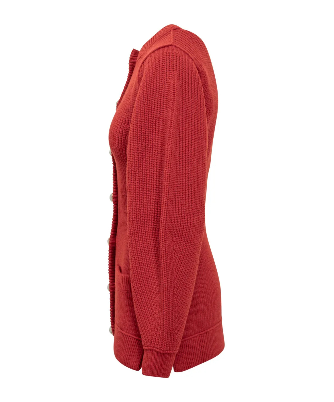 Lanvin Knitted Cardigan With Jeweled Buttons In Red