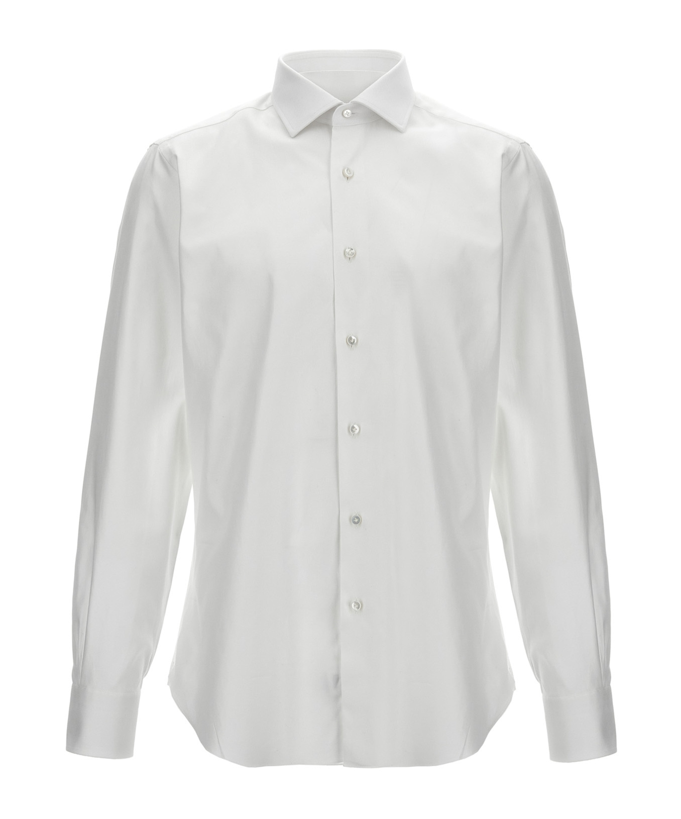 Barba Napoli Tailored Cotton Shirt Buttoned Cuffs In White