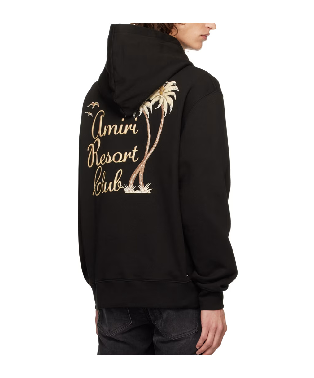 Amiri Resort Club Letter-printed Hooded Hooded Hoodie In Black