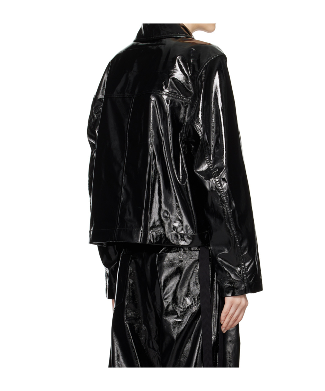 Song For The Mute Black Cropped Faux-leather Jacket In Multi