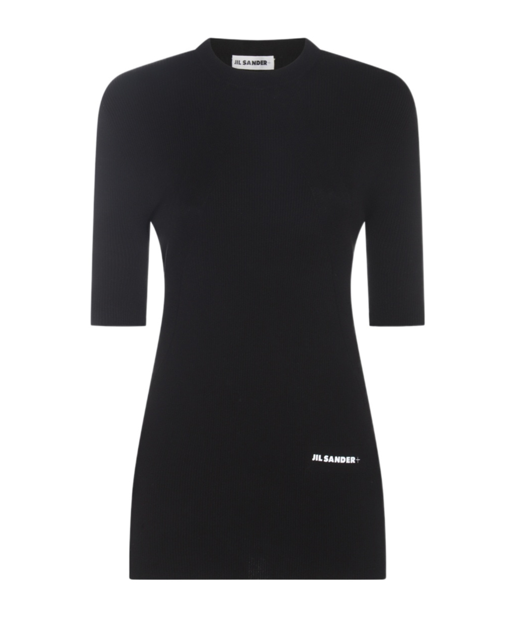 Jil Sander Logo-patch Knitted Top In Black