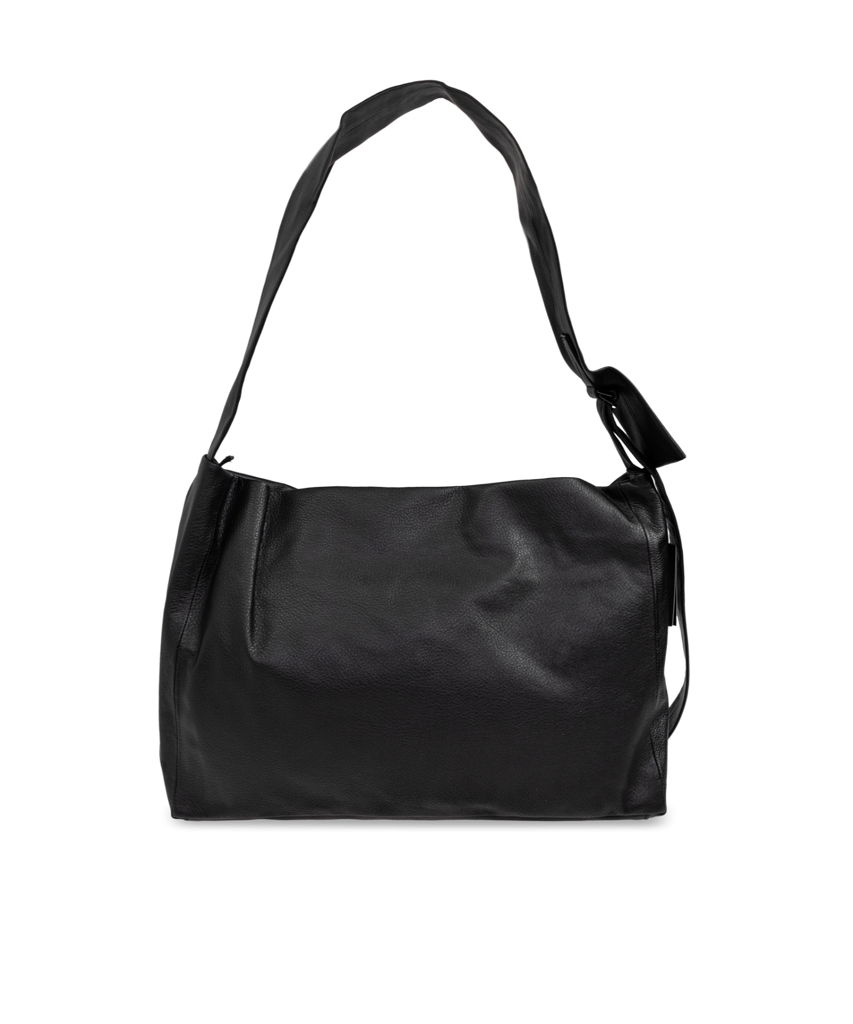 Yohji Yamamoto Puff Leather Shoulder Bag In Black