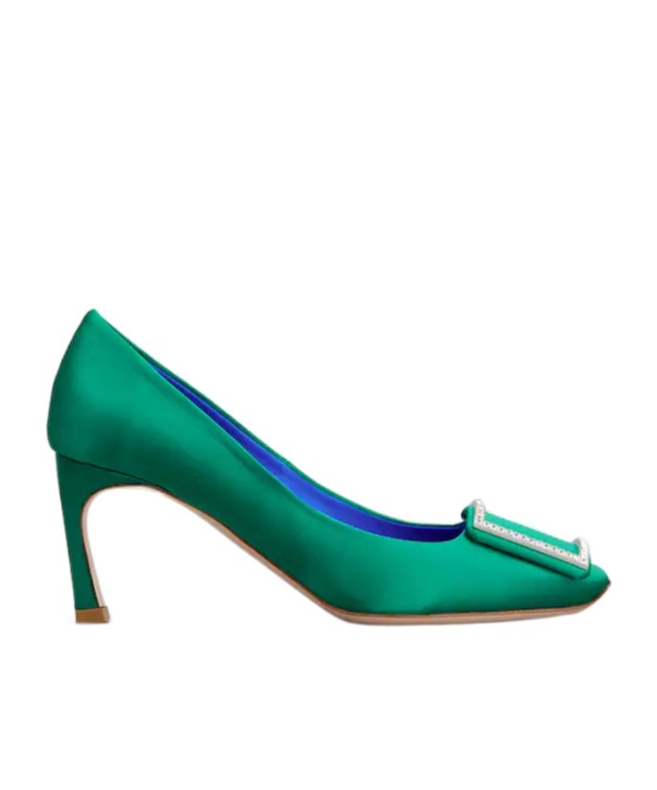 Roger Vivier Trompette Pumps In Satin In Green