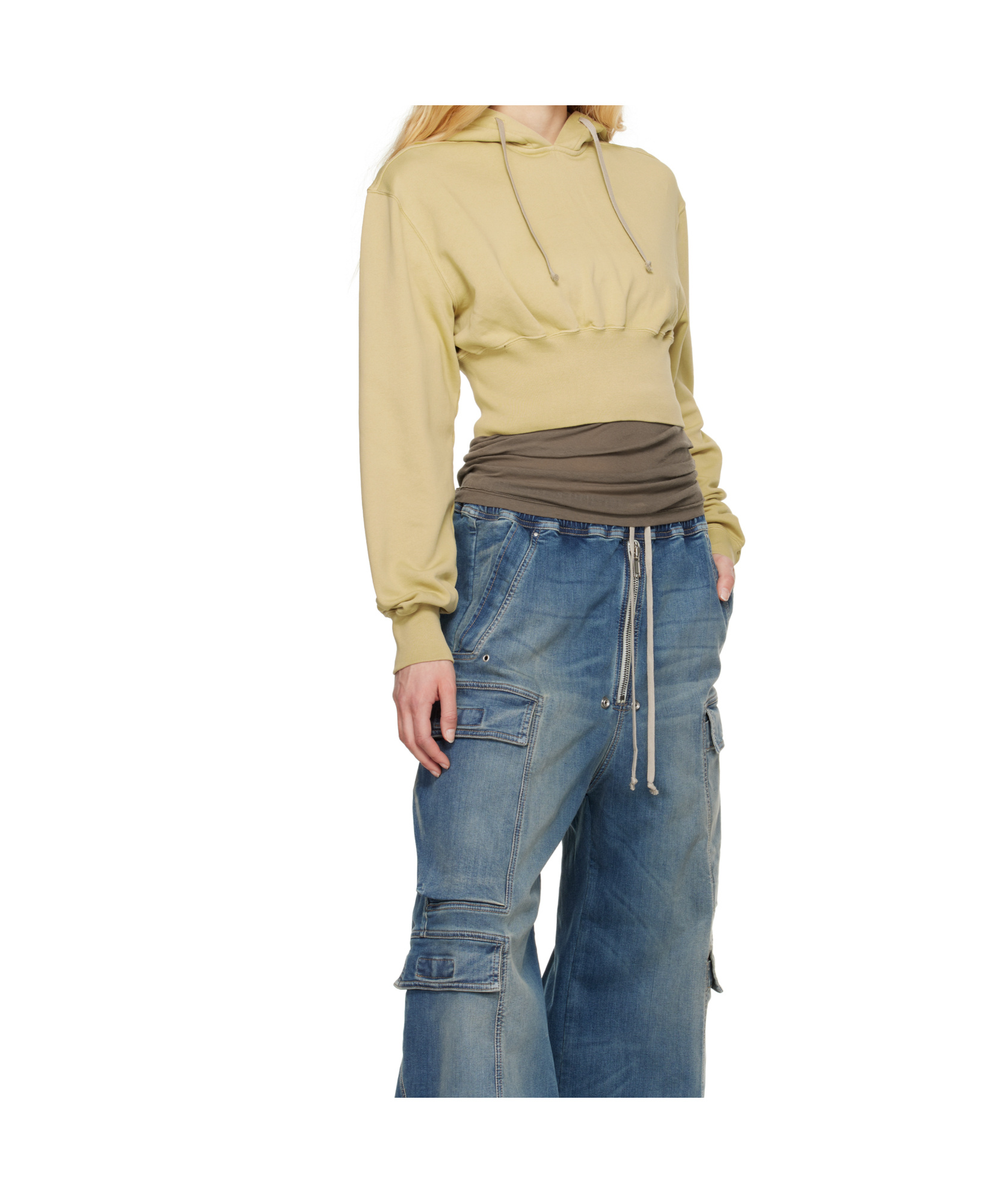 Rick Owens Drkshdw Beige Hollywood Tatlin Hoodie In Nude