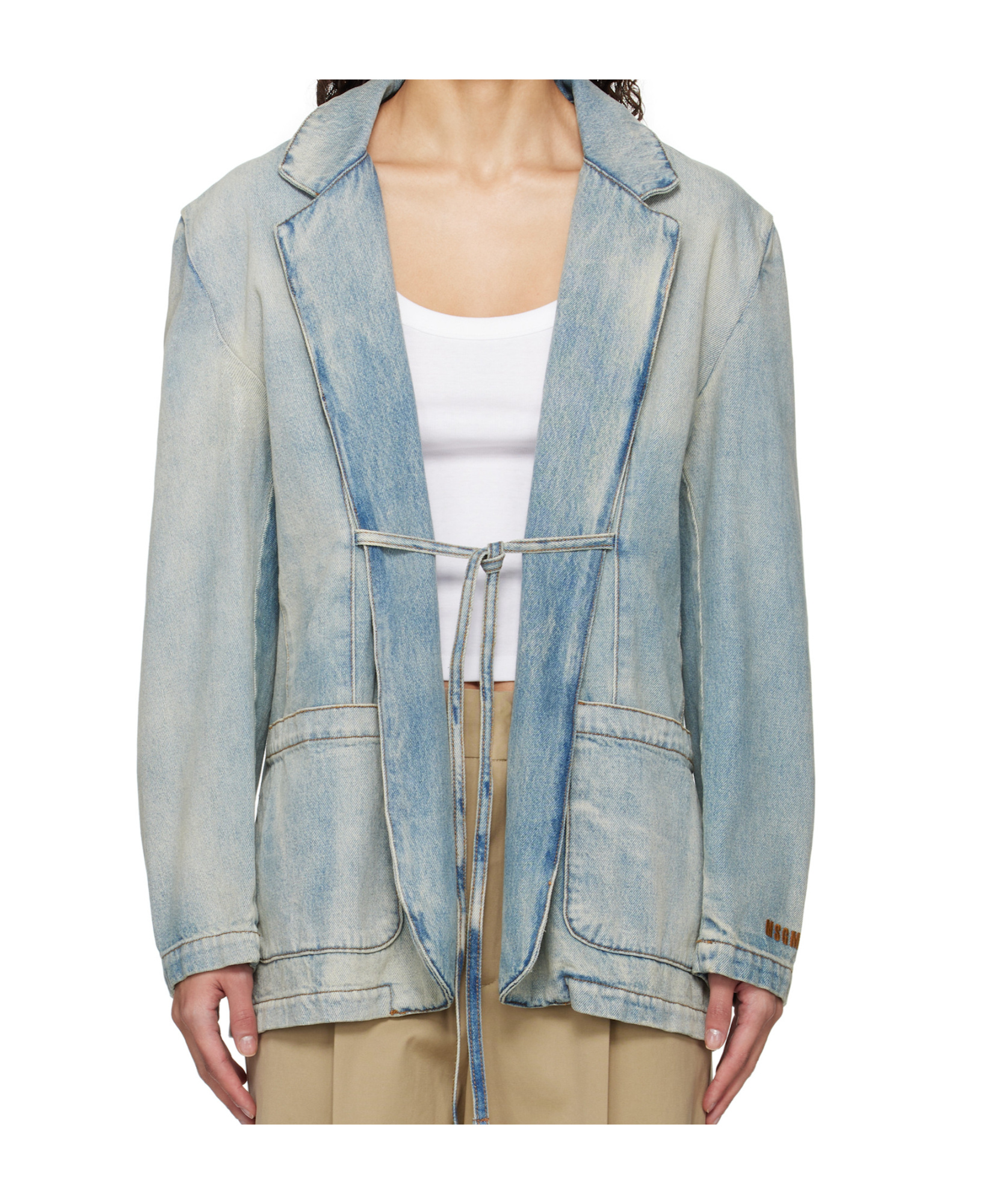 Msgm Blue Faded Denim Jacket In Light Blue