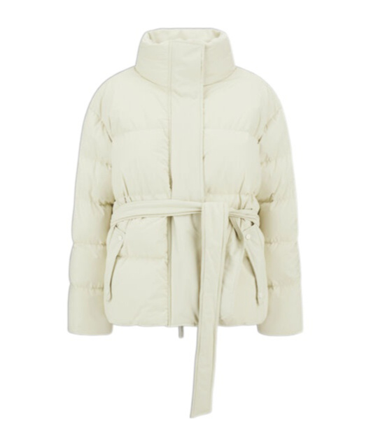 Herno Belted High Neck Puffer Jacket In White