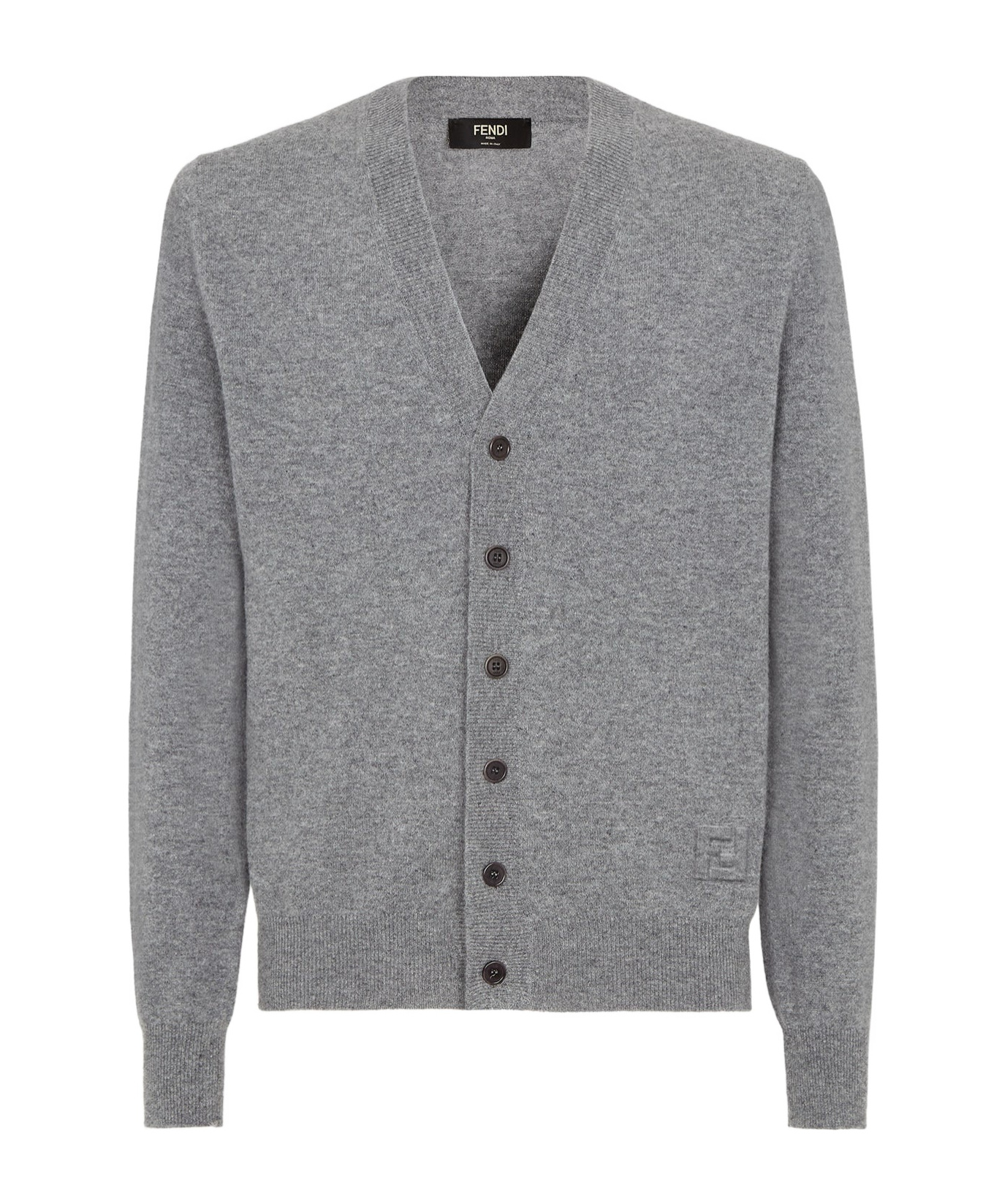 Fendi V-neck Cardigan In Gray