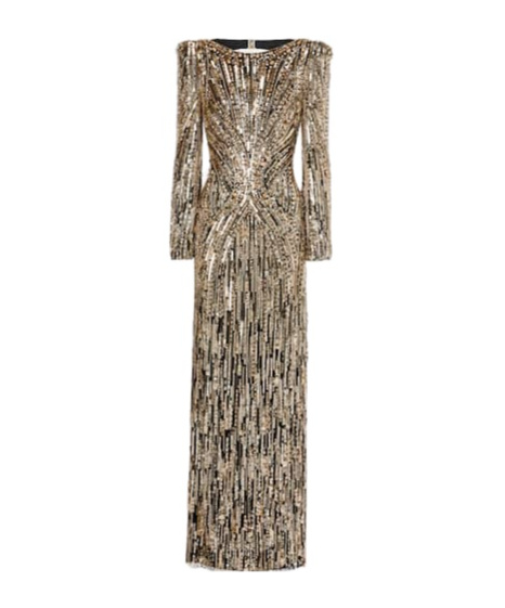 Jenny Packham Avalon Sequined Gown In Green