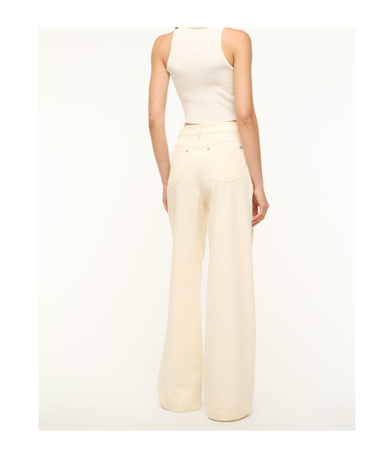 Staud Belt-loop Casual Pants In White