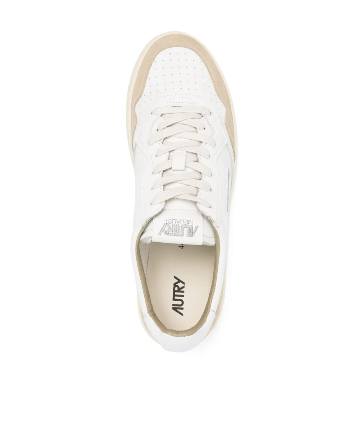 Autry Medalist White Low Top Sneakers With Beige Suede Details In Leather Man