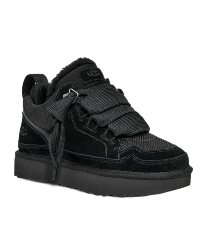 Ugg Padded Collar Canvas Sneakers In Black