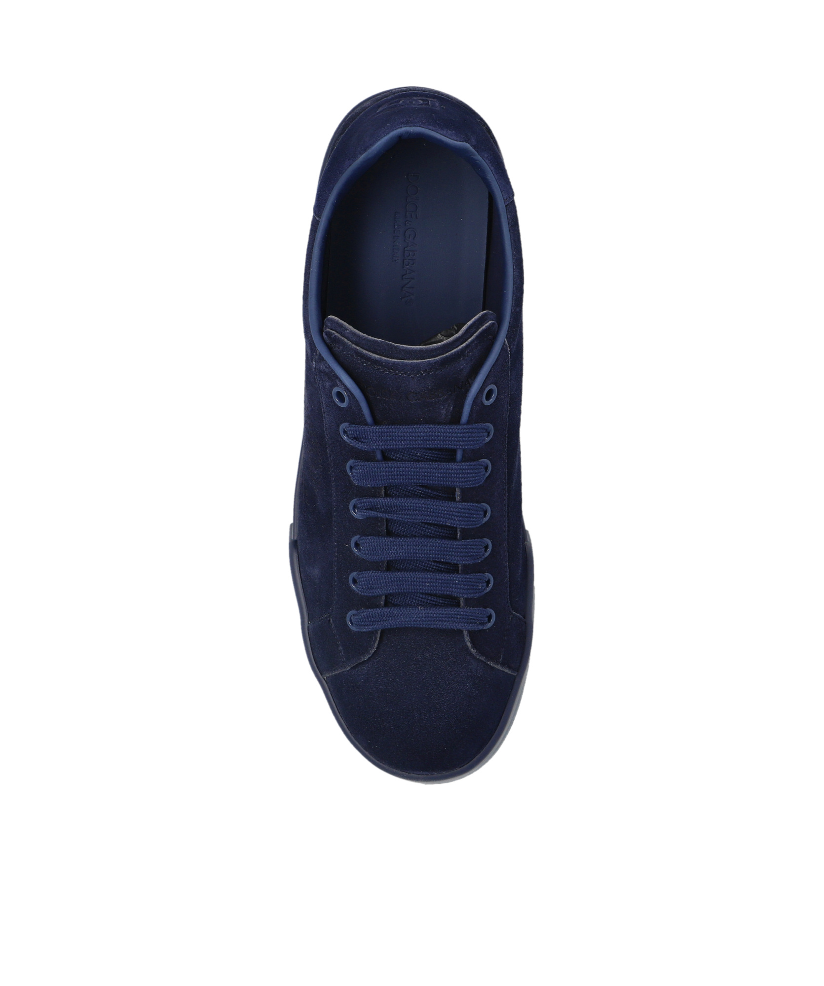 Dolce & Gabbana Portofino Logo Perforated Sneakers In Black