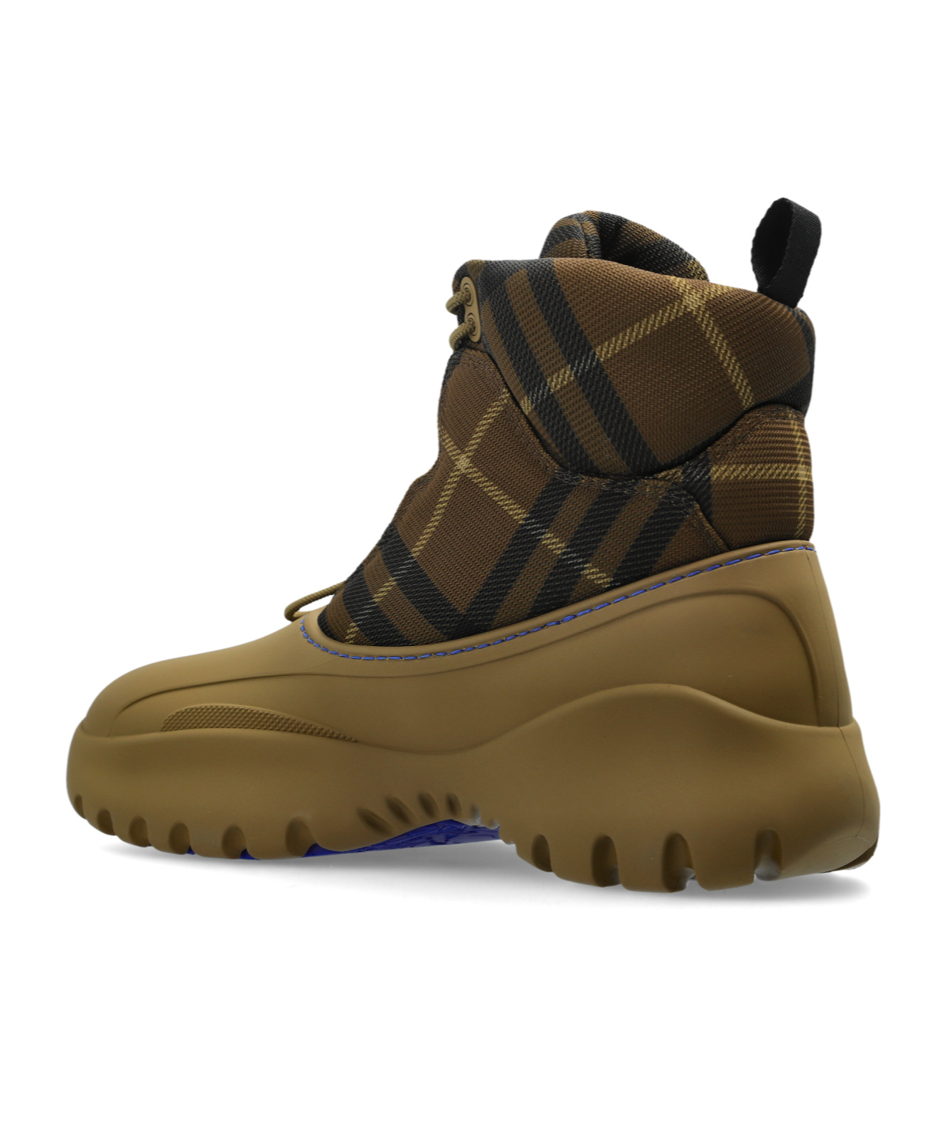 Burberry Scoot Trek Ankle Boot With Check Pattern In Green