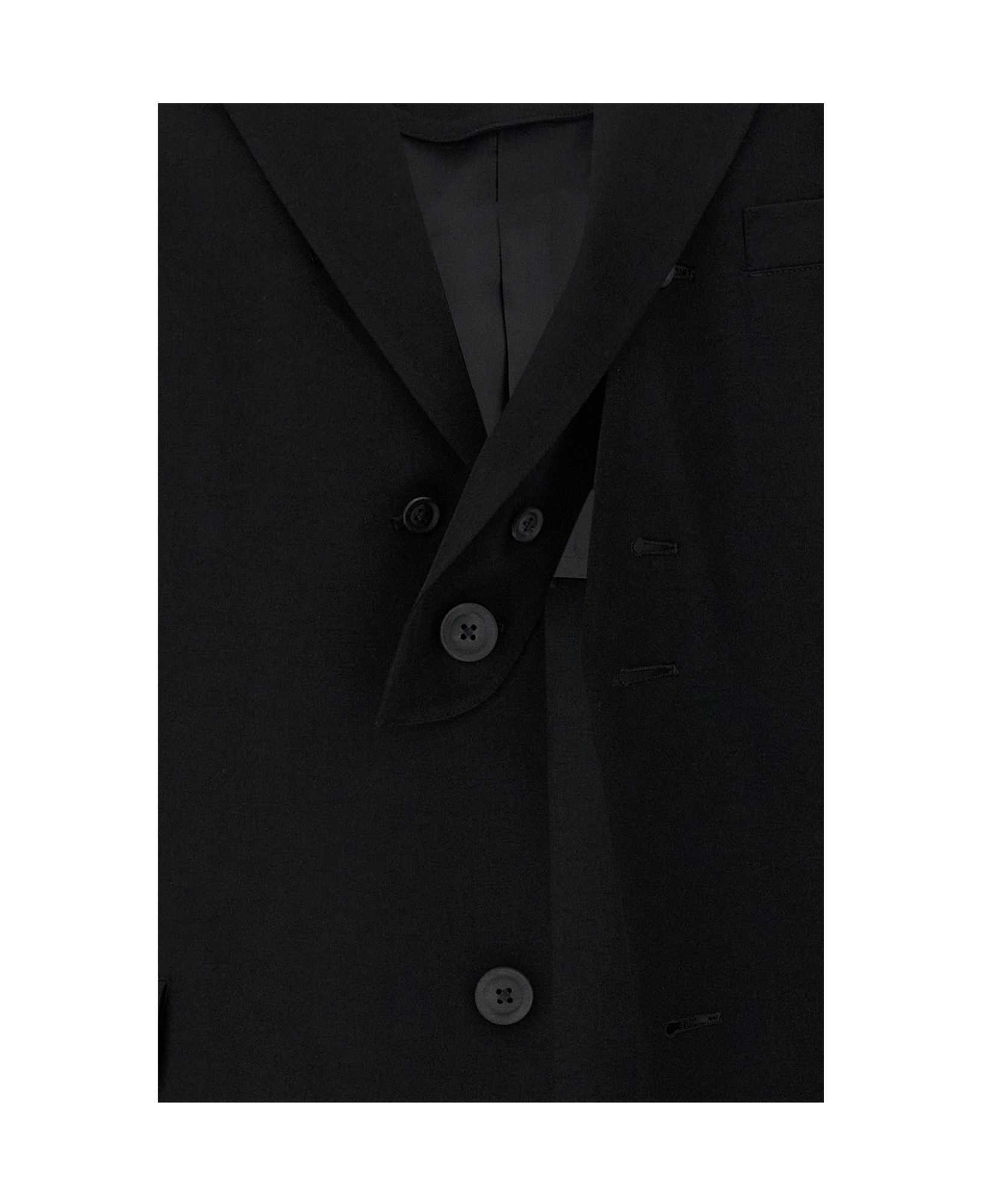 Yohji Yamamoto Asymmetrical Blazer Longline Notched Lapels In Black