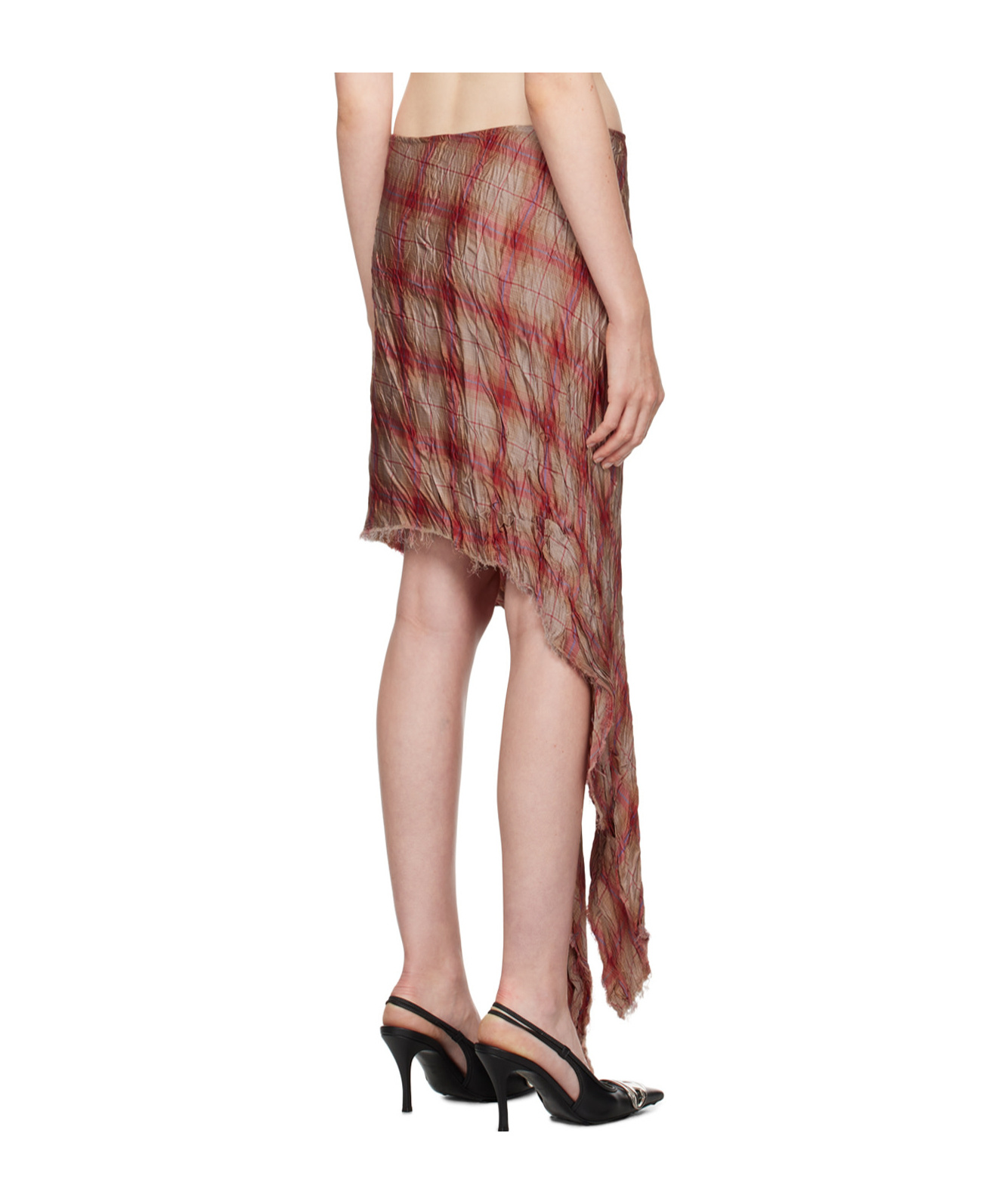 DIESEL O-DEON CHECKED ASYMMETRIC SKIRT 