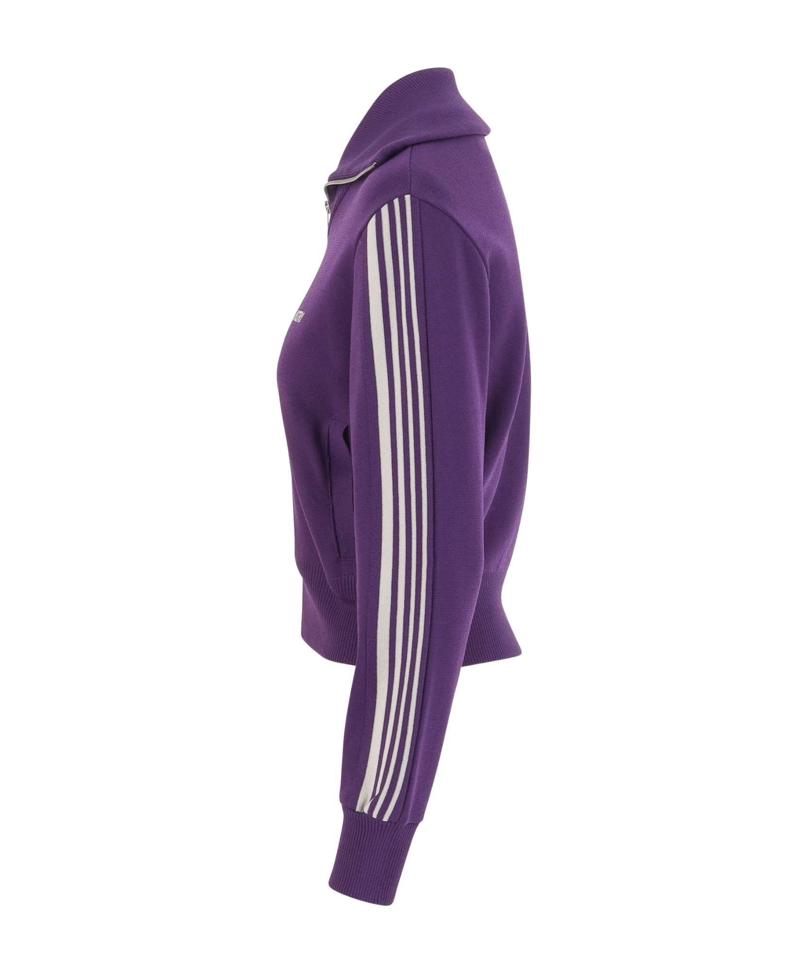 Autry Cropped Tennis-style Jacket With Contrasting Stripes And Logo In Purple
