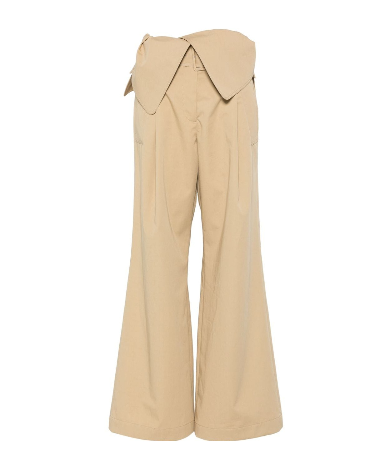 Jw Anderson Beige Fold Over Trench Trousers In Nude