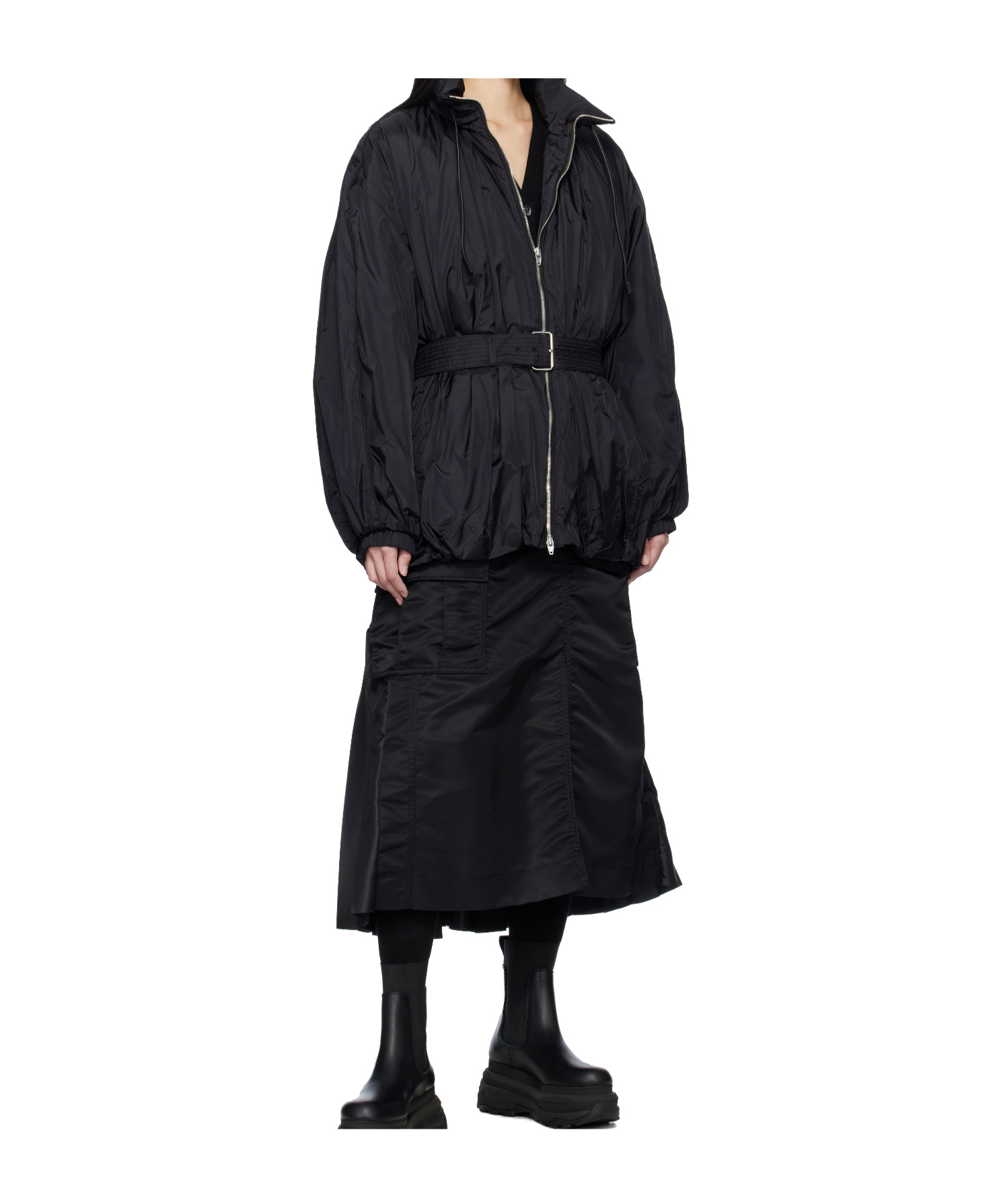 Juunj Padded Windbreaker Jacket In Black