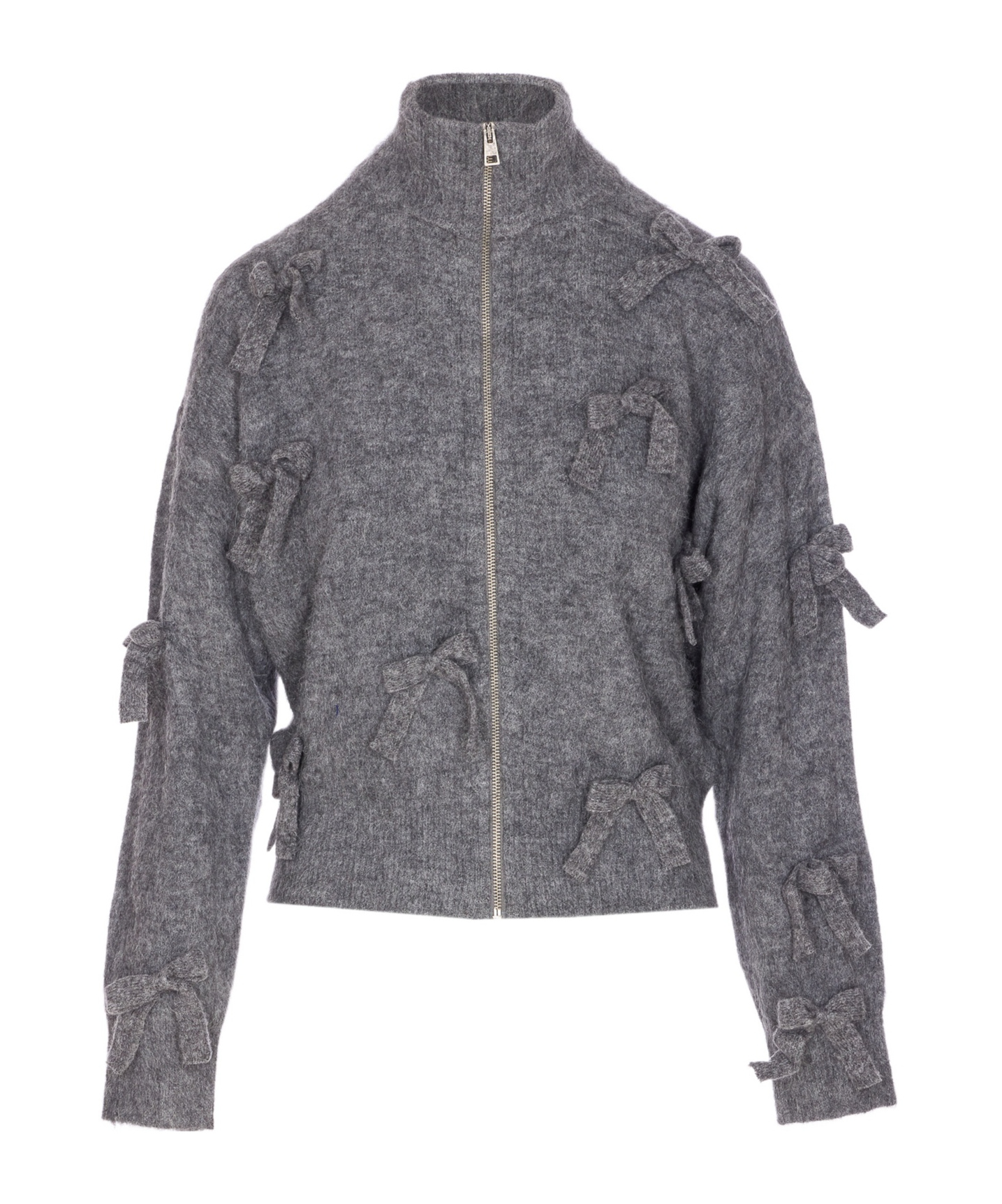 Aniye By Holly Knit Zip-up Casual Jacket In Gray