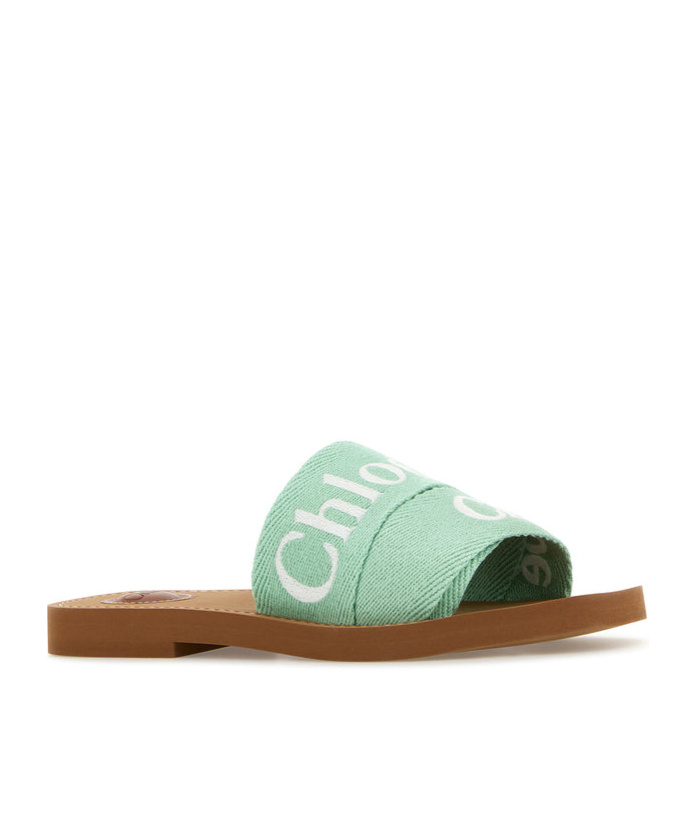 Chloé Chloe Woody Canvas Sandal In Mint Green