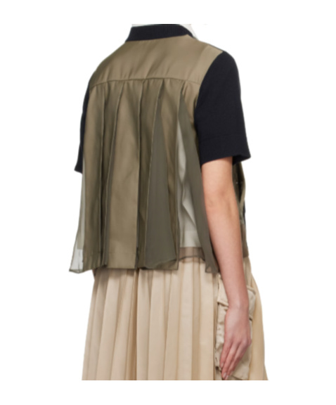 SACAI SPLICED ROUND-NECK SWEATER