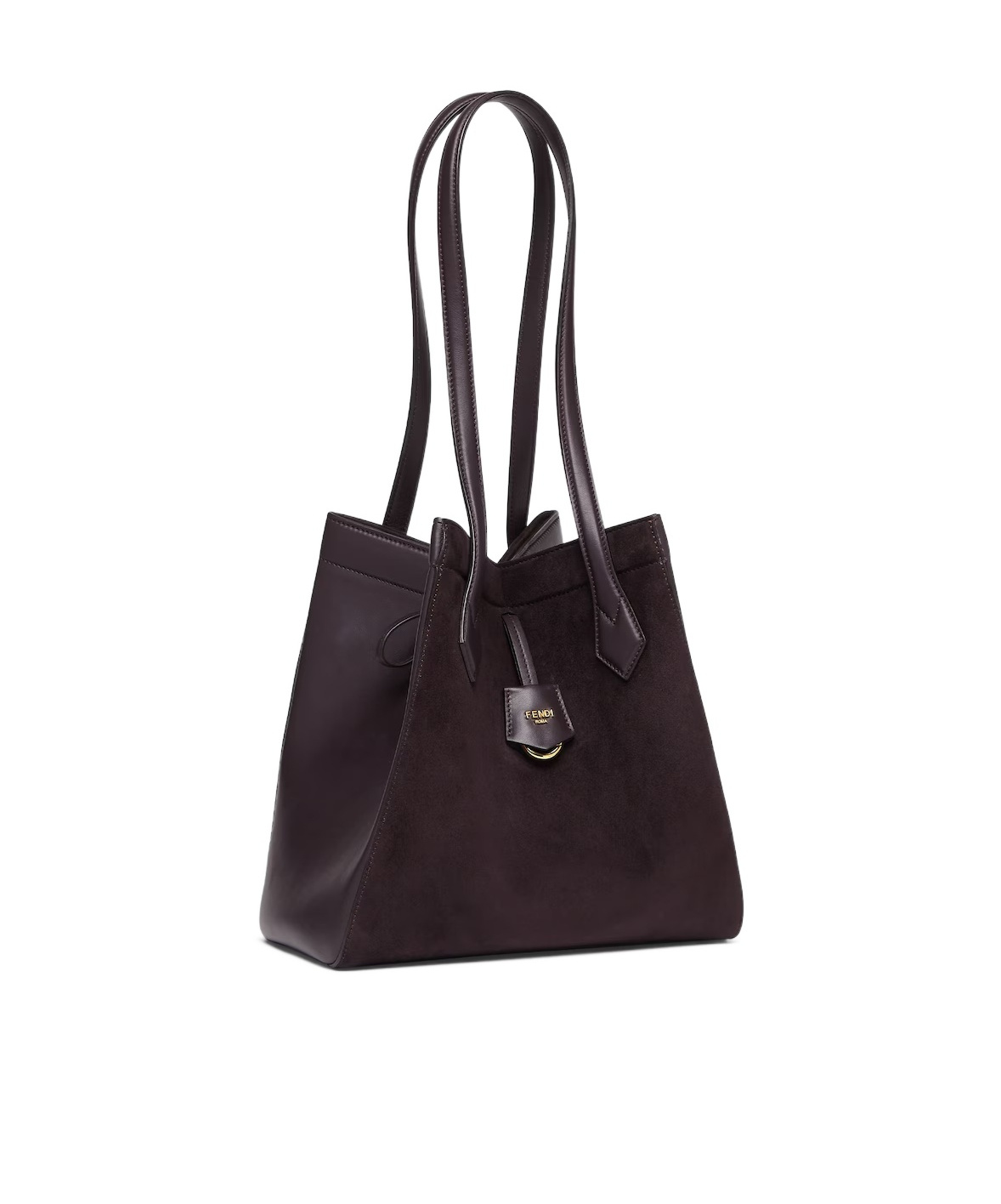Shop Fendi Trasformable Dark Purple Suede And Leather Bag In Black