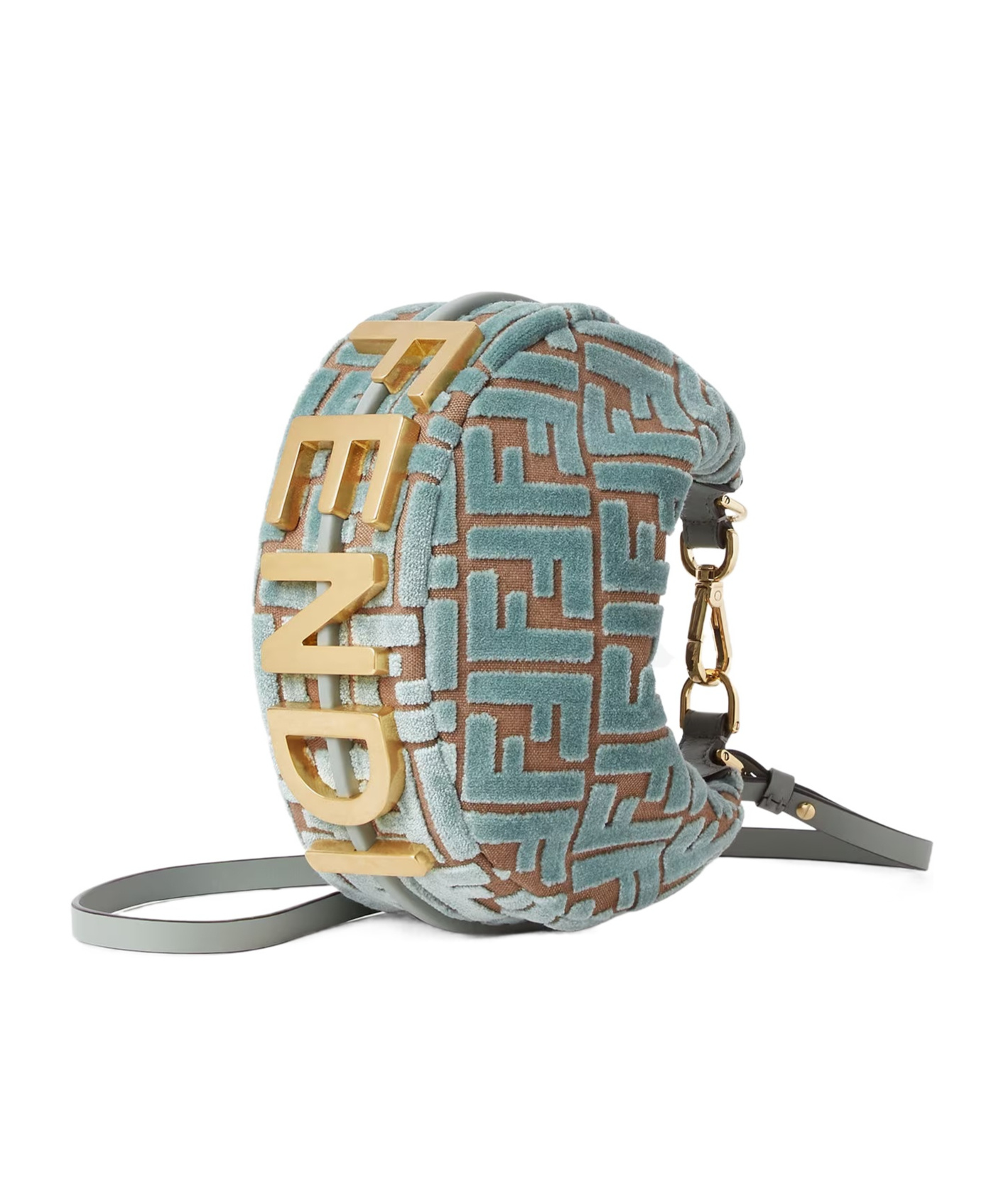 Fendi Mini Graphy Jacquard Shoulder Bag In Green