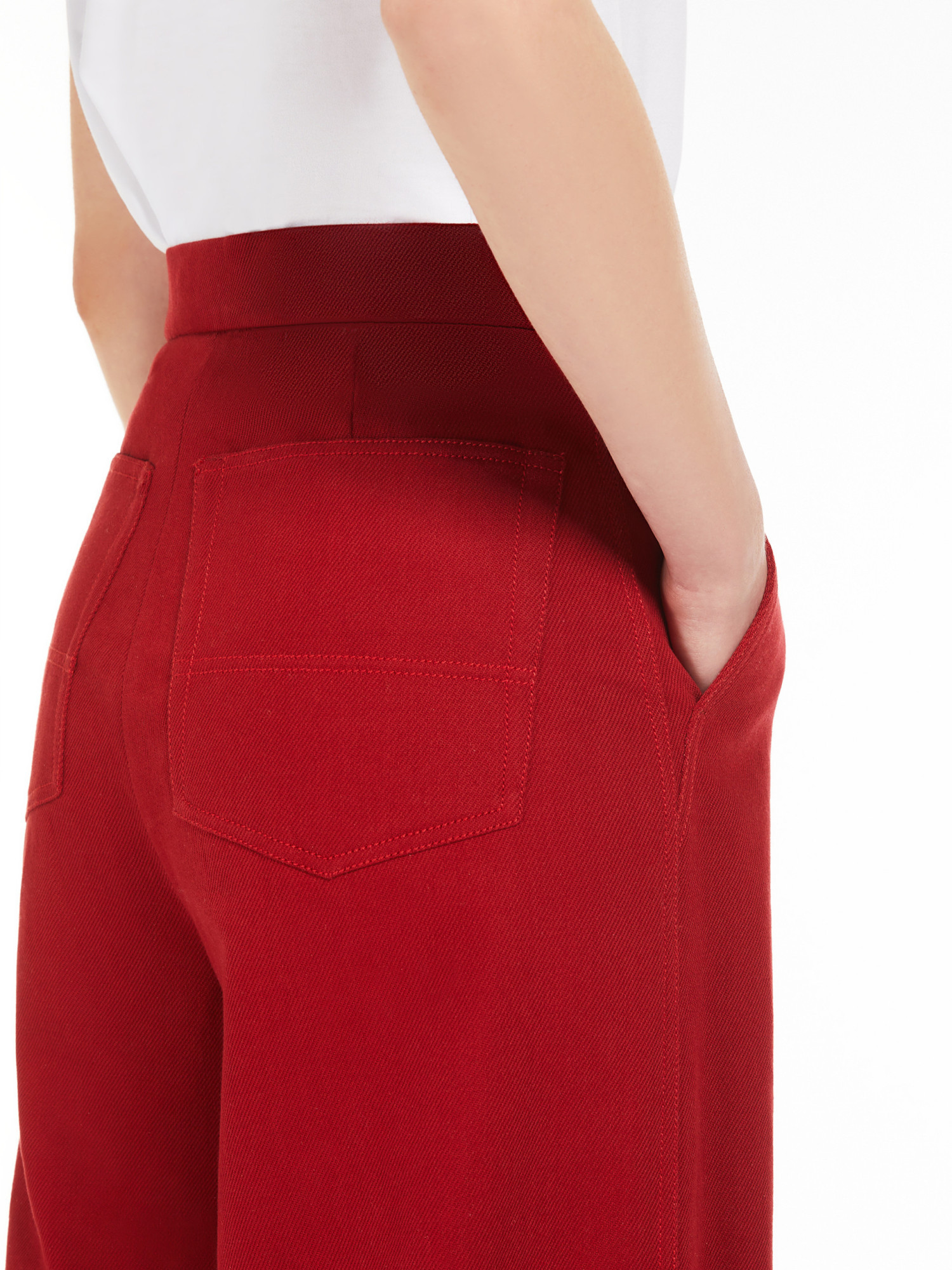 Max Mara Ruggero Cotton Drill Straight Pants In Red