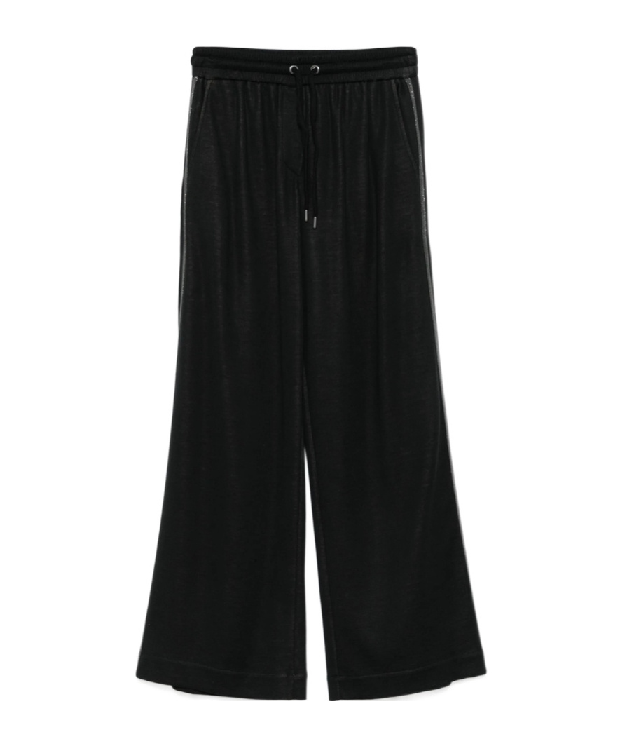 Brunello Cucinelli Shiny Trims Pants Black